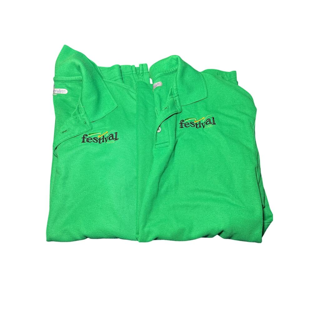 Festival foods set of two kelly green polo work shirts mens‎ medium workwear